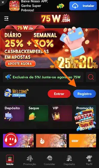 Depois, é só clicar em "Cadastrar" lá no topo, à direita.